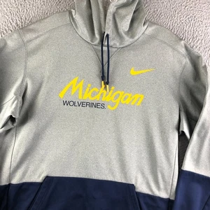 Nike Michigan Wolverine Hoodie Herren Large grau blau Swoosh Dri-Fit Sweatshirt - Bild 1 von 10