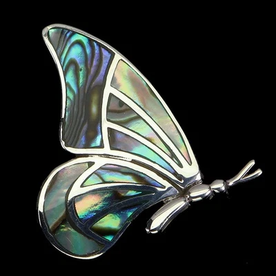 925 Sterling Silver Pendant Fancy Mother Of Pearl Butterfly Gemstone Jewelry - Image 1 of 4