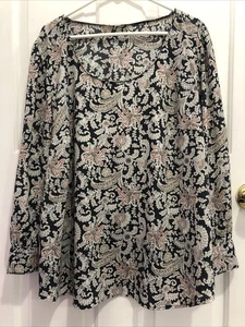 womens Loft plus size 22 long sleeve mix print top - Picture 1 of 11
