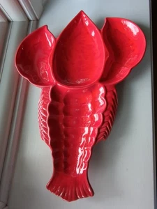 Vassoio piatto vintage a forma di aragosta ceramica California piatto diviso smaltato rosso - Foto 1 di 21