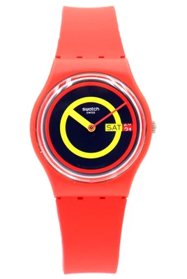 Nuevo Reloj Swatch Original CONCENTRIC ROJO Silicona Día Fecha 34mm SO28R702 $75 Foto 1 de 4