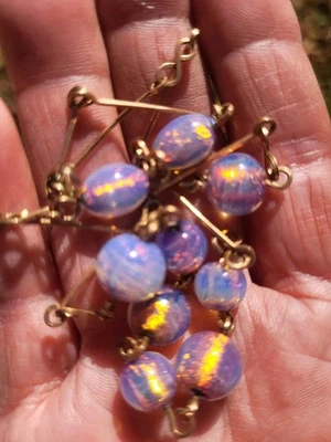 RARE ANTIQUE FIREY OPAL LILAC GOLD FOIL GLASS BEAD ROLLED GOLD CHOKER NECKLACE - Image 1 of 4