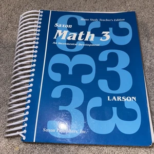 Saxon Math 3 Home Study Teacher’s Edition Larson Saxon Pub. 1994 Spiral Bound - Picture 1 of 6