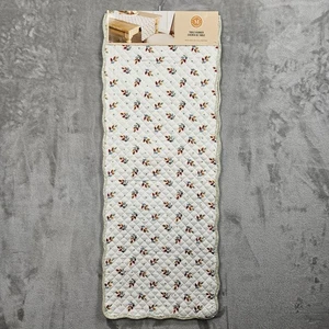 Martha Stewart Table Runner 14x72 Quilted Reversible Leaf Print Sage Green White - Picture 1 of 9