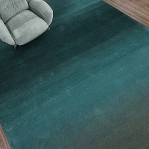 Multi Size Ombre Teal Wool Hand Tufted Contemporary Area Rug - Picture 1 of 36