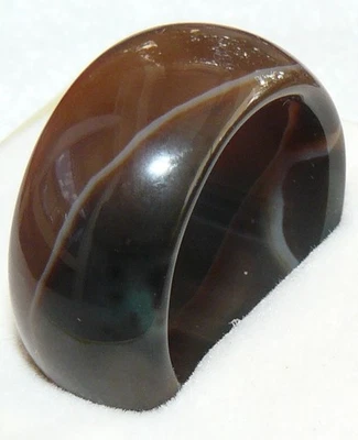 Achat-Ring, braun, breit, gewölbte Form, markant, Gr. 57 - 58 (18,37 mm Ø), neu - Bild 1 von 4
