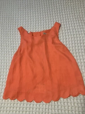 Double Zero Womens Size Large Neon Medium Sleeveless Crop Top Scalloped - Image 1 of 4