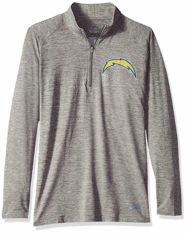 Zubaz NFL Football Womens Los Angeles Chargers Tonal Gray Quarter Zip Sweatshirt Cover