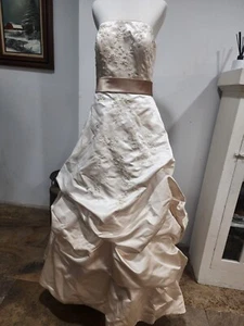 Oleg Cassini Davids Bridal Wedding Dress. Sz 10. Style CT203. Champagne Color. - Picture 1 of 16