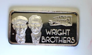 Escasa barra de plata Wright Brothers .999 1975 Hamilton Mint Our Greatest Americans - Imagen 1 de 3