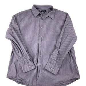 Camisa Apt.9 Para Hombres Botón Frontal Gris Púrpura Rayas Manga Larga Cuello Extendido XXL - Imagen 1 de 6