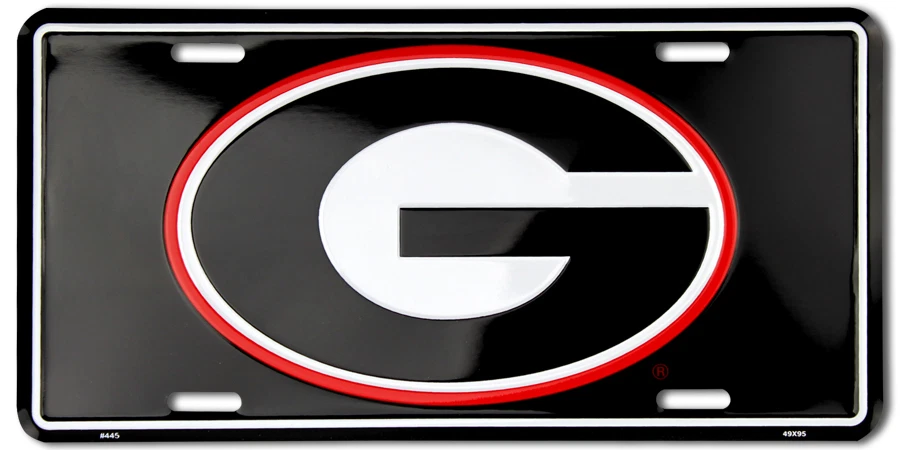 HANGTIME GEORGIA BULLDOGS CAR TRUCK TAG LICENSE PLATE BLACK G BULLDOGS SIGN UNIVERSITY