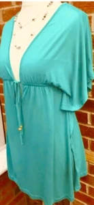 BHS BNWOT Ladies Top Size 14 Turquoise Green Kaftan Summer Holiday L1 - Picture 1 of 7