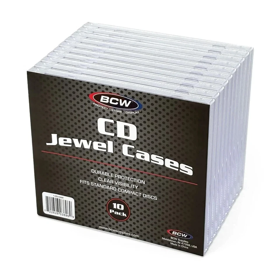 (10-Pack) BCW CD Jewel Cases - Crystal Clear Empty Compact Disc Cases