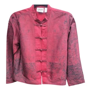 Chico's Asian Topper Jacket Size 0 Small 100% Silk Kimono Knot Buttons Embellish - Picture 1 of 8