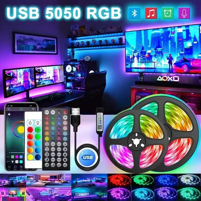 Striscia LED RGB USB Flessibile Controllo APP 5050 per TV e Decorazione - Immagine 1 di 1