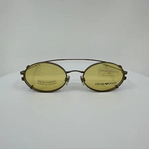 New VINTAGE Emporio Armani 138 EYEGLASSES With Clip-On C. 1217 Matte Gold 50mm - Picture 1 of 18