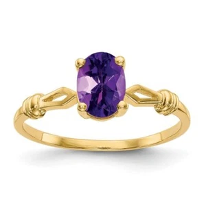 14K Solid Yellow Gold Oval Amethyst Ring - Picture 1 of 53