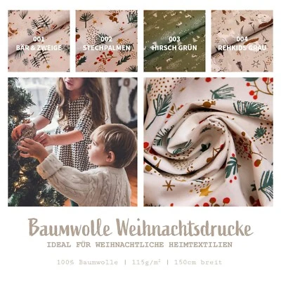 Weihnachtsstoffe - Baumwolle Meterware bedruckt, Dekostoffe Weihnachten *Ab 25cm - Bild 1 von 4