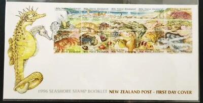 ** New Zealand 1996 Seashore Stamp Booklet FDC - MNH - Image 1 of 3