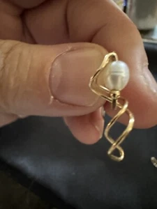 Designer 14K Yellow Gold Modernist Contemporary Spiral DNA Dangle Post Earrings - Picture 1 of 6