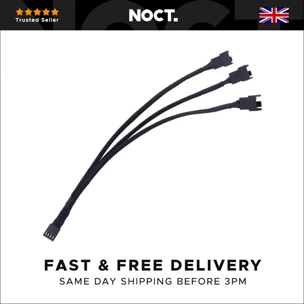 1 To 3 Way Computer Fan Splitter Cable Sleeved Coolerguys 1 To 3 Way ...