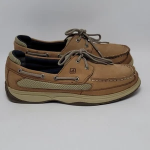 Zapatos de barco Sperry Top Sider con cordón para niño sin usar, en caja, punta cuero tostado/beige EE. UU. 6 M/UE 38,5 - Imagen 1 de 12