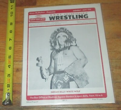 May 17, 1976 MSG WWWF Wrestling Program Billly White Wolf WWF WWE Moolah Bruno - Image 1 of 4