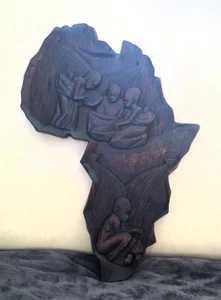 Afrika Kontinent Wandbild aus M`Bingo Holz - siehe Bilder  - Bild 1 von 3