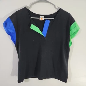 Vintage Sun Club By Catalina Women's Shirt S Black Neon 90s USA - Picture 1 of 8