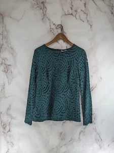 Boden Shirt Women 6 Small Forest Dark Green Lace Zeta Ponte Blouse Office Career - Picture 1 of 10