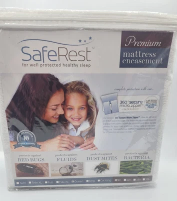 Чехол для матраса на молнии SafeRest 100% водонепроницаемый двуспальный - Изображение 1 из 3
