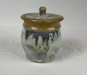 Studio Art LISCOM HILL POTTERY Lidded Hand Thrown Stoneware Honey Pot - Picture 1 of 7