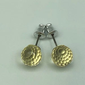 Faceted Ball Stud Earrings Pierced With Pale Yellow Colour Christmas Party Gift - Picture 1 of 12