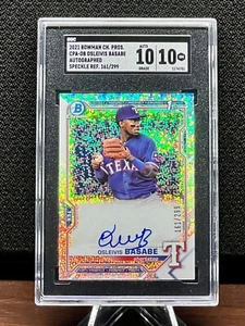 OSLEIVIS BASABE 2021 Bowman Chrome 1st Rookie Card Auto Speckle /299 SGC ๐ 10 - Picture 1 of 4