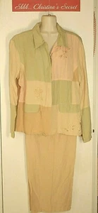 HEARTS of PALM Pants Jacket 2 Pc Set Linen Rayon Pastel Washable Sz 18 *VG+ - Picture 1 of 9