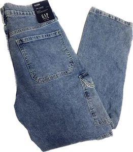 GAP Organic Cotton '90s Loose Cargo Jeans Light Indigo Size 28/6R NEW - Picture 1 of 8