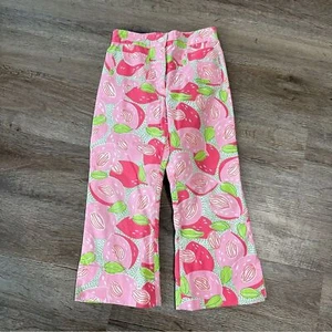 Lilly Pulitzer Girls Pants Size 6X Pink Strawberry Mango Print Vintage Y2K - Picture 1 of 3