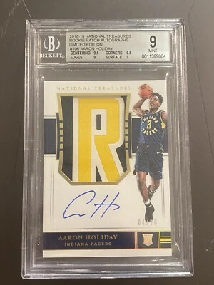 2018-19 Panini National Treasures RPA Aaron Holiday RC Patch Auto #d /20 BGS 9 - Image 1 of 4