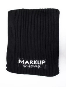 MARKUP WOMAN SCIARPA A COSTE NERO CON LOGO INTARSIATO BIANCO - Foto 1 di 3