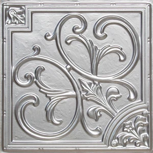 # 204 - Paneles decorativos de techo de PVC plateados 2'x2' pegamento/rejilla (lote de 12) - Imagen 1 de 3