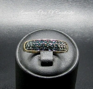 9k 9ct Gold Ring Blue Diamond Band Size P 4.16g Treated Hallmarked - Picture 1 of 10