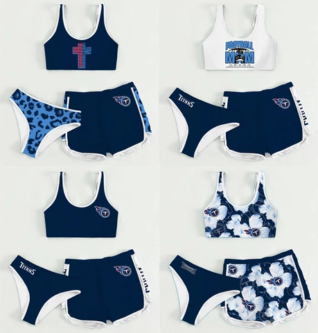 Tennessee Titans 3PCS Cotton Sports Yoga Suit Crop Tops Swim Shorts Panties Gift Cover