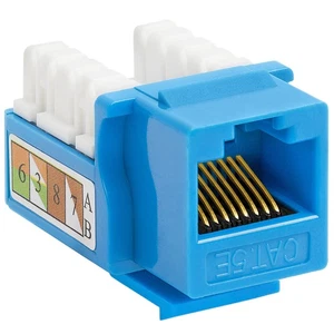 Cat5e Keystone Jack RJ45 Ethernet Connector 110 Punch Down for Wall Plate Blue - Picture 1 of 6