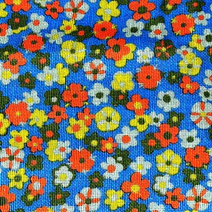 Vintage Floral Fabric Coarse Weave 2+Yd Patio Outdoor Cushion Pillow 44x88" - Picture 1 of 5