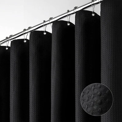 Extra Wide Shower Curtain 108x72in Waffle Weave Thick Cloth 18Hooks Hotel Bath - Image 1 of 4