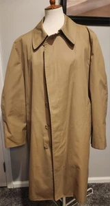 London Fog Mens Vintage Tan Buttondown Trench Coat 44R Detachable Fleece Lining - Picture 1 of 11