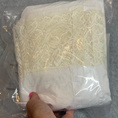 Sábana plana vintage de encaje lino algodón 126x57 Cottagecore Bridal Trousseau Foto 1 de 2