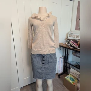 Beth Bowley Anthropologie 100% Cashmere Scalloped ruffle collar sweater … - Picture 1 of 15
