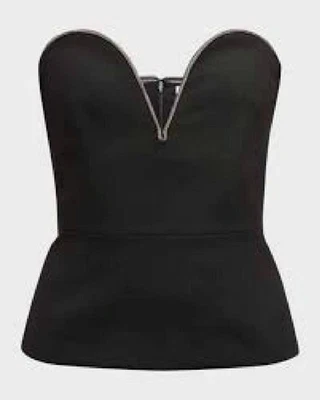 VERONICA BEARD NORMA BLACK CREPE CRYSTAL EMBELLISHED BUSTIER TOP SZ.0-NWT - Image 1 of 4